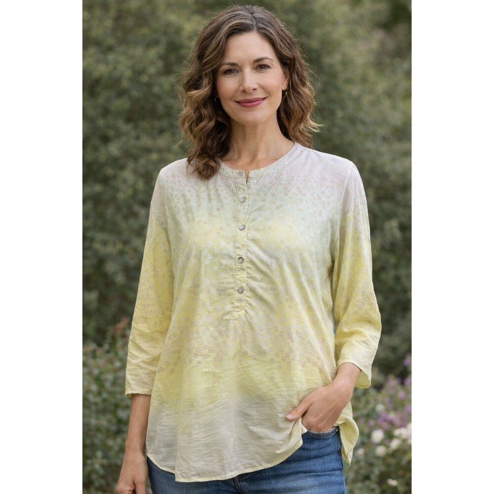 J Jill Petite Medium/Large Multicolor Half Button Pop Over Blouse